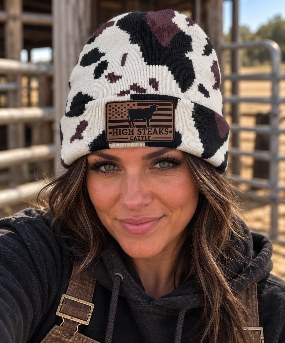 High Steaks Cattle Cow Print Beanie Pre-Order