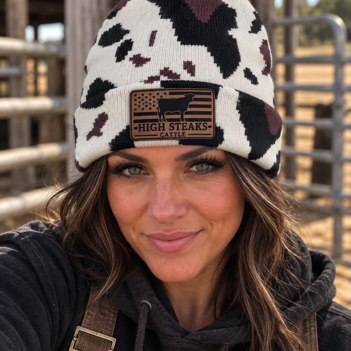 High Steaks Cattle Cow Print Beanie Pre-Order